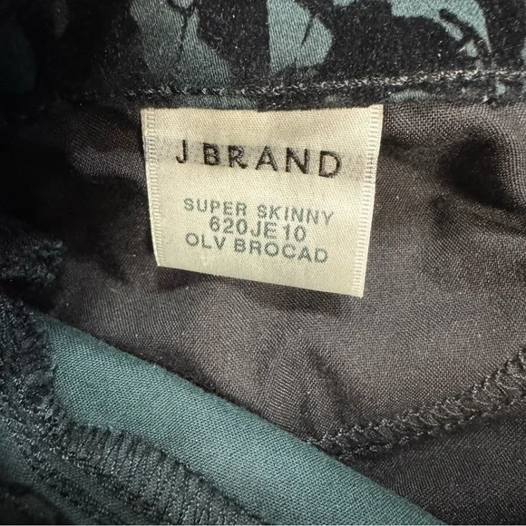 NWT New J BRAND Super Skinny Mid-Rise Olive BROCAD Jeans Size 25 - Picture 7 of 10